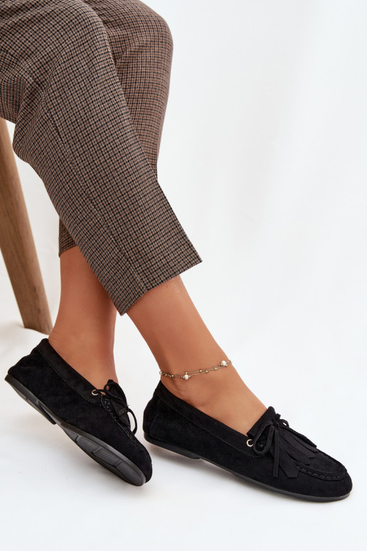 mocassini da donna con dettagli eleganti E frangia colore nero Glorina