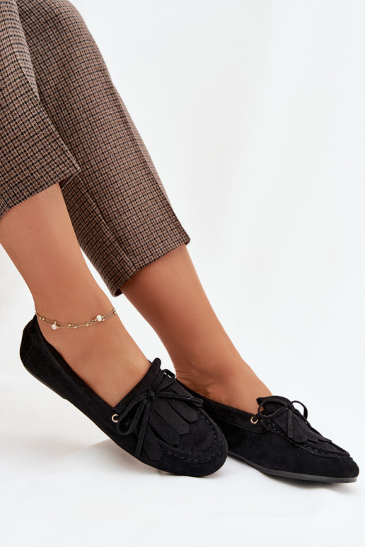mocassini da donna con dettagli eleganti E frangia colore nero Glorina