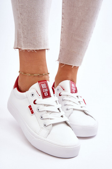 Scarpe sportive in pelle naturale Big Star EE274311 bianche-rosse