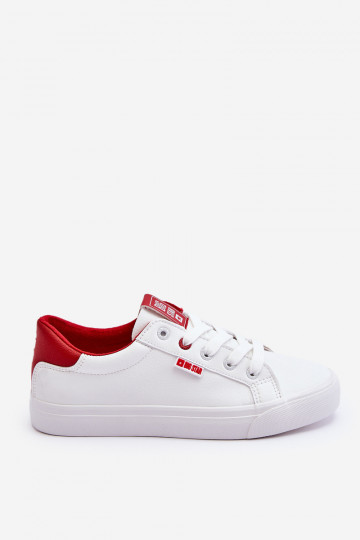 Scarpe sportive in pelle naturale Big Star EE274311 bianche-rosse 2