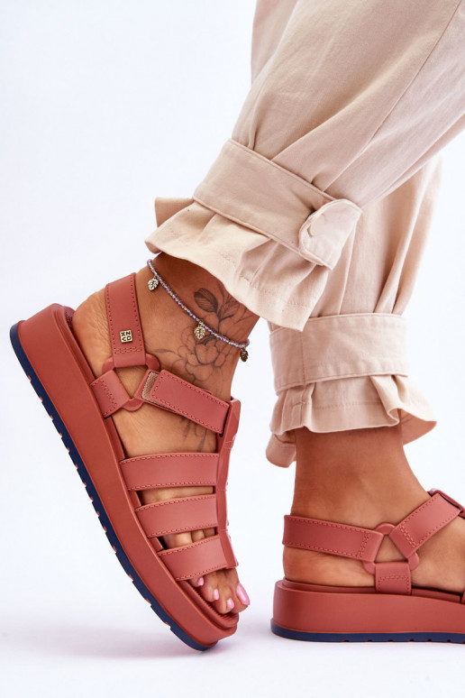 Vegano da donna sandali con chiusure adesive ZAXY JJ285016 colore rosa