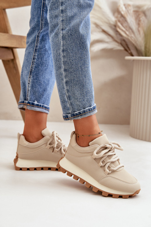 scarpe da ginnastica Scarpe modello sneakers con una piattaforma in ecopelle beige Riadella
