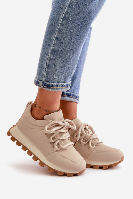 scarpe da ginnastica Scarpe modello sneakers con una piattaforma in ecopelle beige Riadella