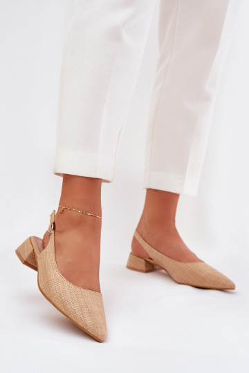 Sandali da donna con tacco sottile color sabbia Jorela