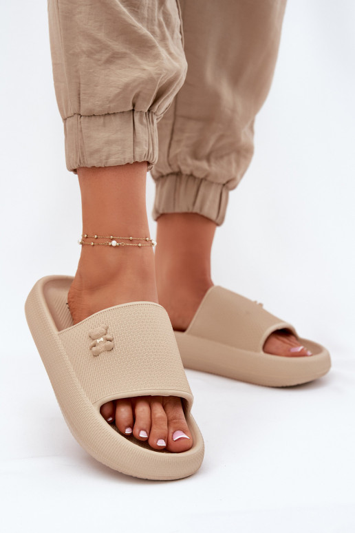 Pantofole leggere Pantofole da donna con una piattaforma Con Orso Vinceza 75210 beige
