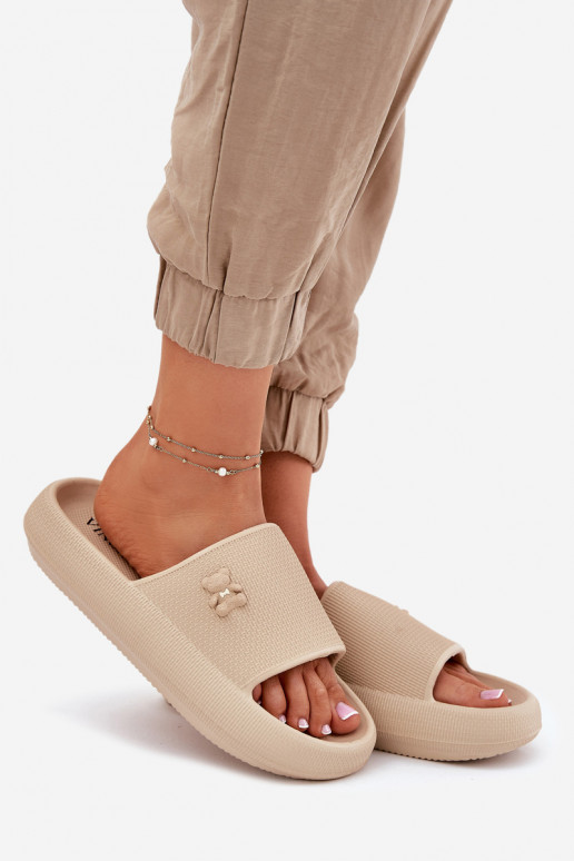 Pantofole leggere Pantofole da donna con una piattaforma Con Orso Vinceza 75210 beige
