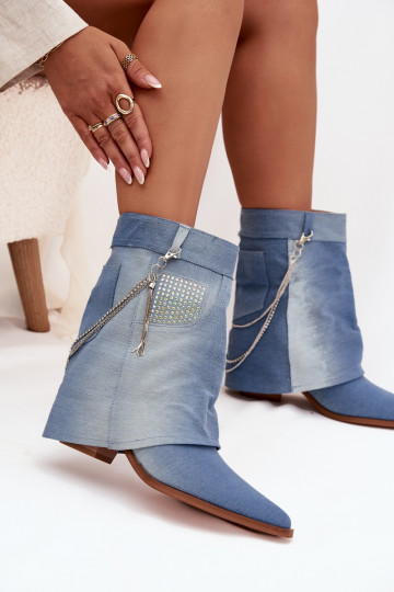 Stivali da donna con catene Deveteriale denim Ilyana