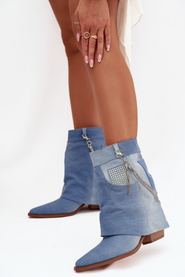 Stivali da donna con catene Deveteriale denim Ilyana 2
