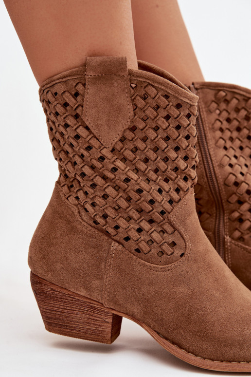 Stivali traforati Femminile con i tacchi colore marrone Ferissa