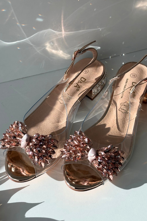 Sandali rosa oro trasparenti D&A MR52-231 con fiocchi