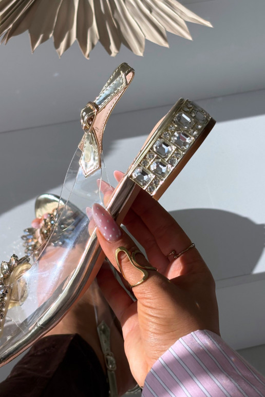 Sandali dorati trasparenti D&A MR52-231 con fiocchi