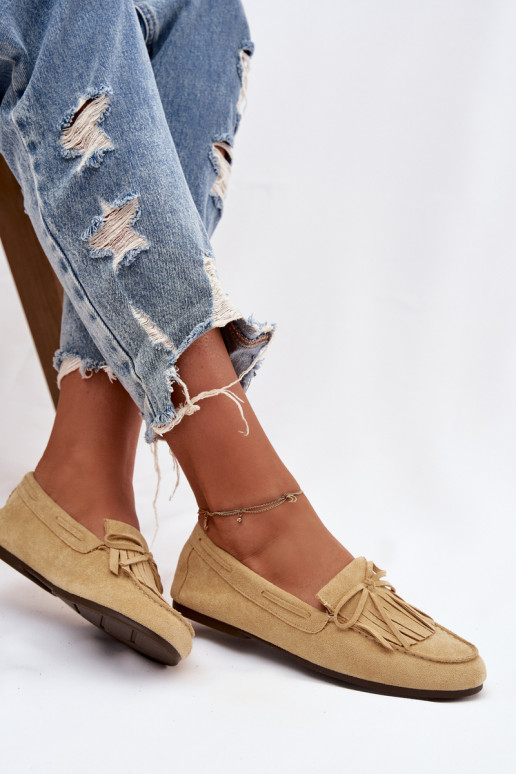 Mocassini da donna con frange color giallo Janelisse