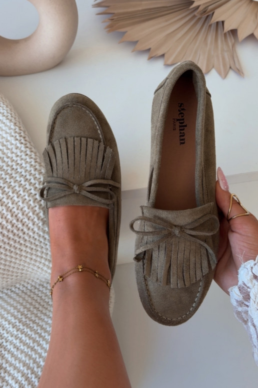 Mocassini da donna con frange color verde Janelisse