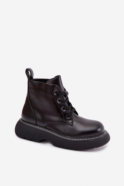 riscaldamento Stivali da donna con una piattaforma con lacci colore nero Harmine