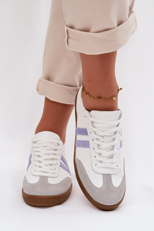 Zazoo N1068 Pelle Basso Scarpe modello sneakers Femminile Bianco-colore blu