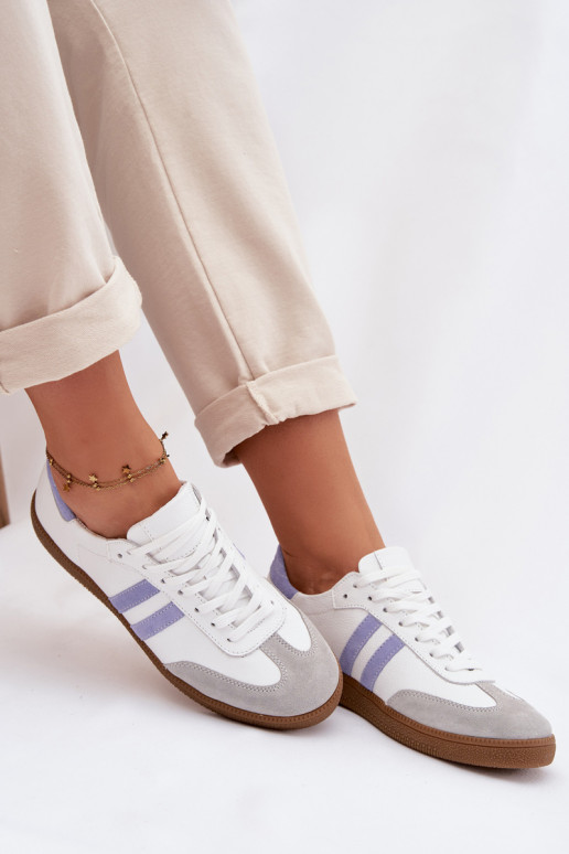 Zazoo N1068 Pelle Basso Scarpe modello sneakers Femminile Bianco-colore blu