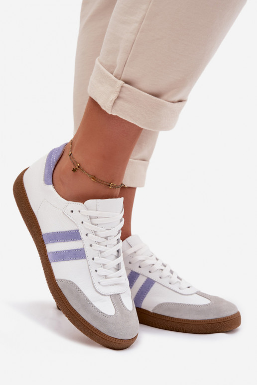 Zazoo N1068 Pelle Basso Scarpe modello sneakers Femminile Bianco-colore blu