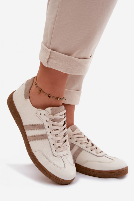 Zazoo N1068 Pelle Basso Scarpe modello sneakers Femminile beige