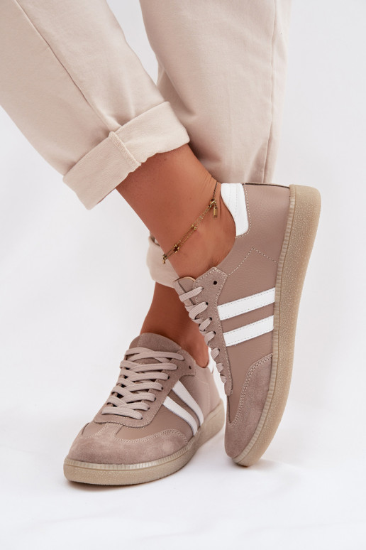 Zazoo N1068 Pelle Basso Scarpe modello sneakers Femminile beige