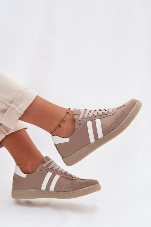 Zazoo N1068 Pelle Basso Scarpe modello sneakers Femminile beige