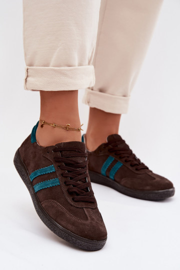 Zazoo N1068 scarpe sportive basse in suede sintetico color cioccolato da donna 2