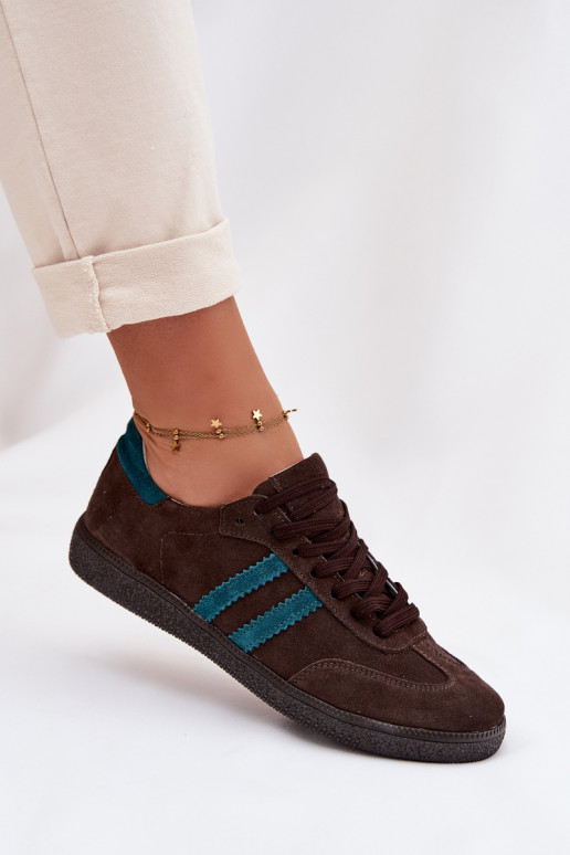 Zazoo N1068 dalla pelle scamosciata Basso Scarpe modello sneakers Femminile CzekoladoAe