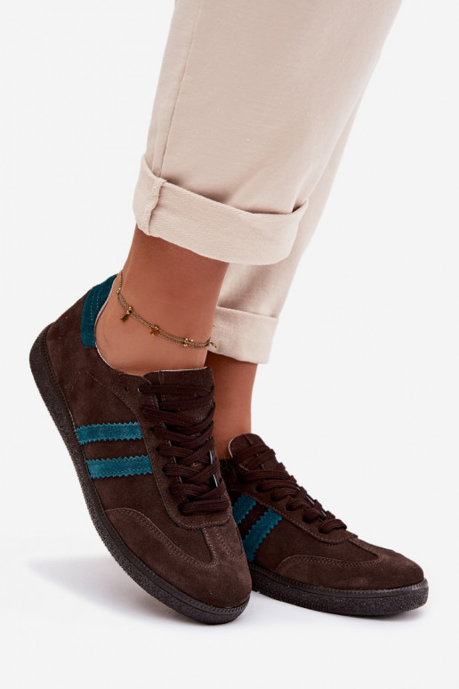 Zazoo N1068 dalla pelle scamosciata Basso Scarpe modello sneakers Femminile CzekoladoAe