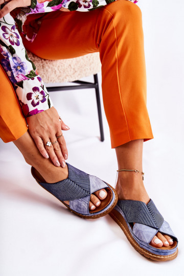 Pelle Profilato Pantofole Deveciejka 04986-17 colore blu 2