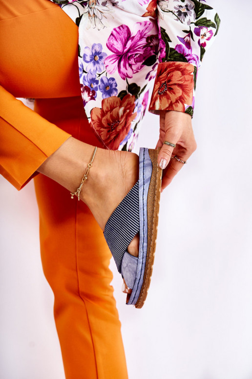 Pelle Profilato Pantofole Deveciejka 04986-17 colore blu