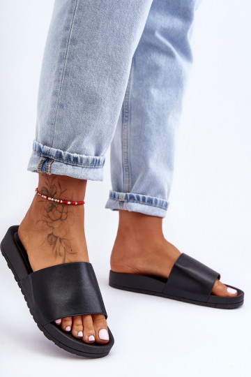 Elegantello classico Femminile Pantofole colore nero Rolien