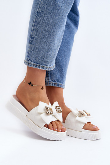Femminile Pantofole con nastri i Orsi di peluchem Colore bianco Katterina 2