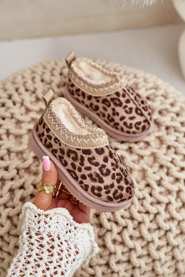 Stivali da neve Stivali Infantile con motivi di pelliccia di leopardo con una piattaforma riscaldamento con pelliccia all intern