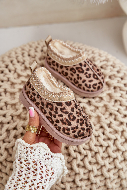 Stivali da neve Stivali Infantile con motivi di pelliccia di leopardo con una piattaforma riscaldamento con pelliccia all intern