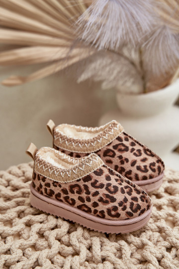 Stivali da neve per bambini con motivo in pelliccia di leopardo riscaldati con pelliccia interna marroni Vilabria 2