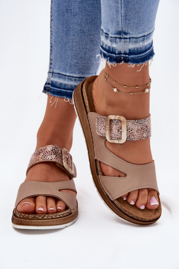  Pantofole da donna con fibbie Inblu GS000055 beige