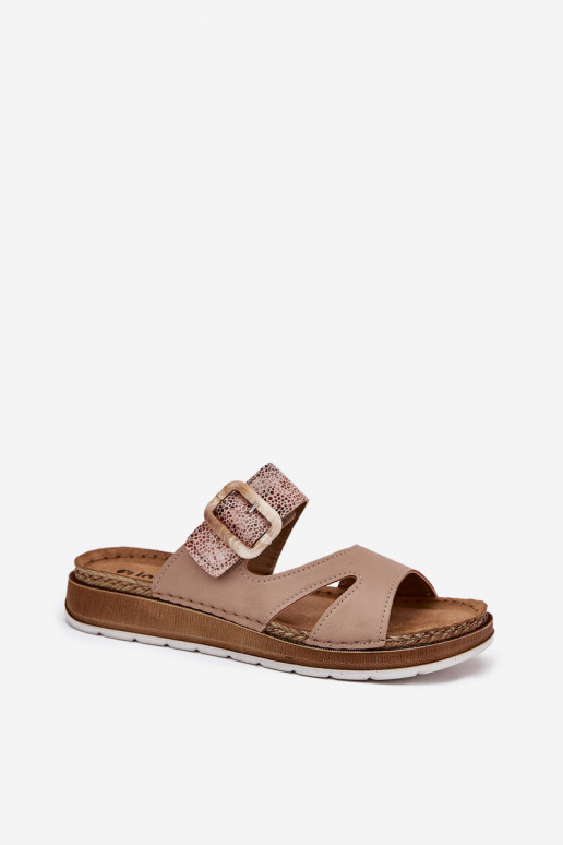  Pantofole da donna con fibbie Inblu GS000055 beige