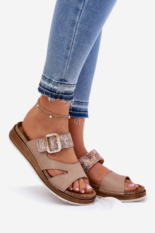  Pantofole da donna con fibbie Inblu GS000055 beige