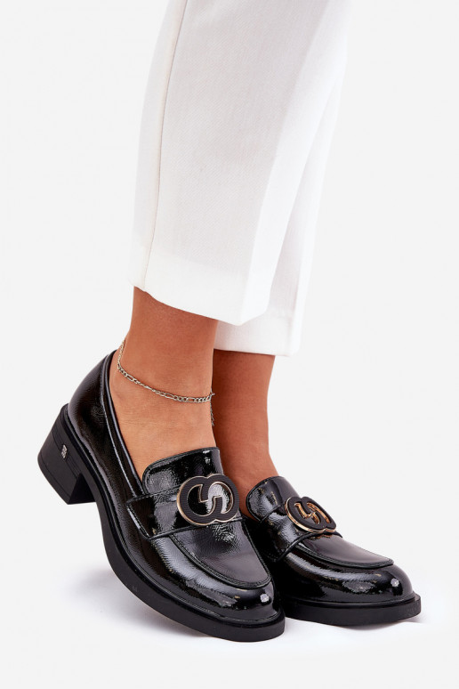 con effetto vernice Pelle Mocassini con i tacchi Vinceza 18102 colore nero