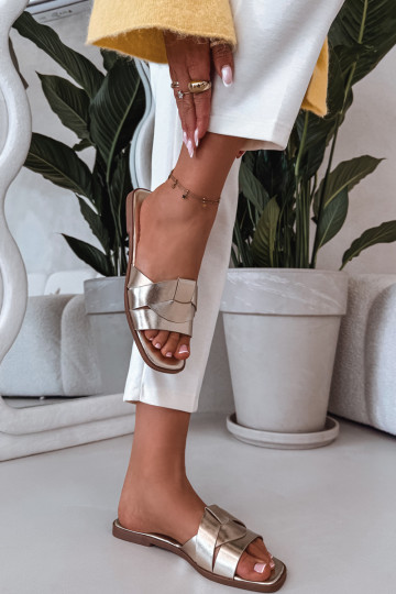 Pantofole Appartamento delle donne con strisce colore dorato Deverissae