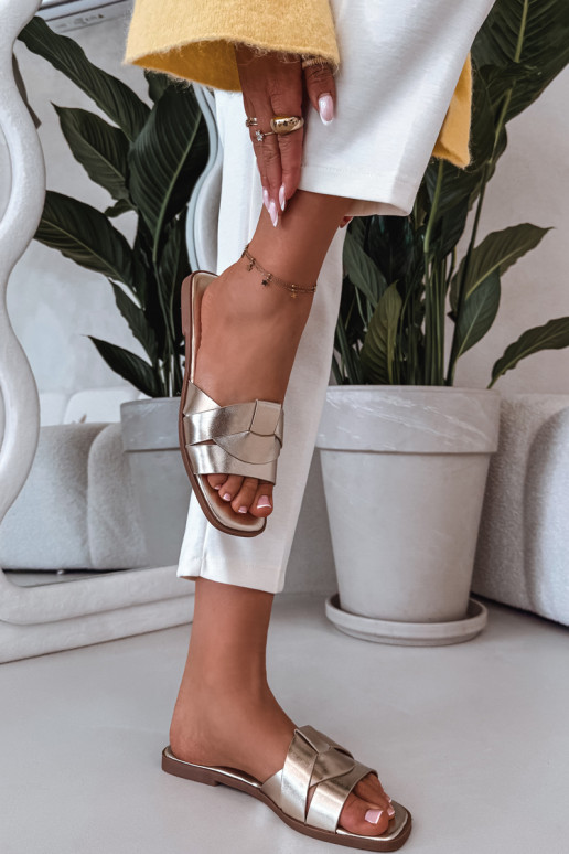 Pantofole Appartamento delle donne con strisce colore dorato Deverissae