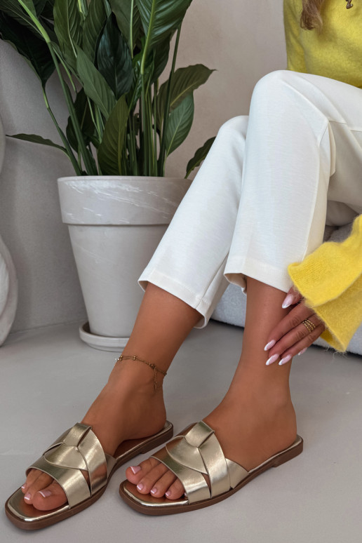 Pantofole Appartamento delle donne con strisce colore dorato Deverissae