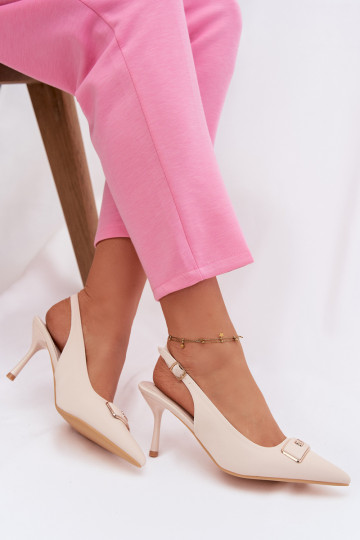 sandali col tacco alto Femminile Con decorazioni Detalem colore avorio Lurella