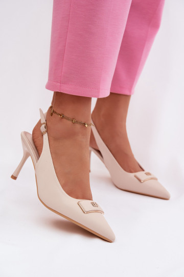 sandali col tacco alto Femminile Con decorazioni Detalem colore avorio Lurella 2