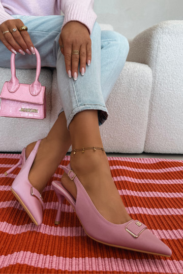 Sandali con tacco da donna con dettagli decorativi rosa Lurella