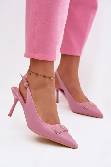 Sandali con tacco da donna con dettagli decorativi rosa Lurella 2