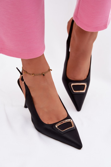 sandali col tacco alto Femminile decorare colore nero Palerine