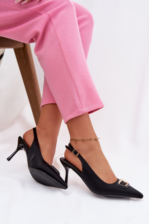 sandali col tacco alto Femminile decorare colore nero Palerine