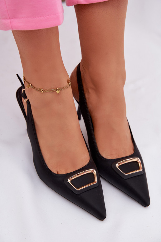 sandali col tacco alto Femminile decorare colore nero Palerine