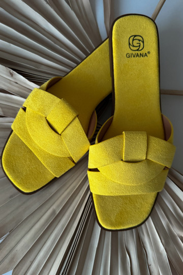 Pantofole Appartamento delle donne con strisce in ecopelle scamosciataoAe colore giallo Florane