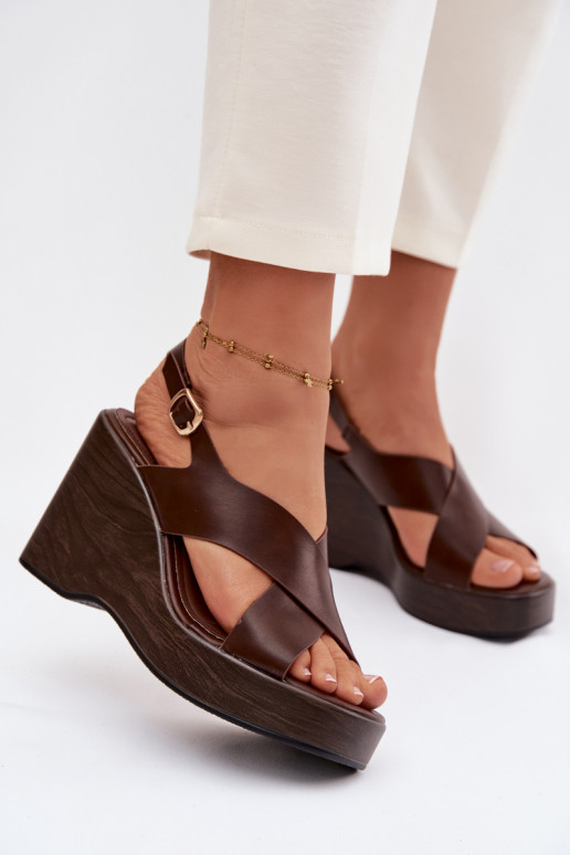 Sandali da donna in ecopelle Abilitato coturnoie CzekoladoAe Janivra